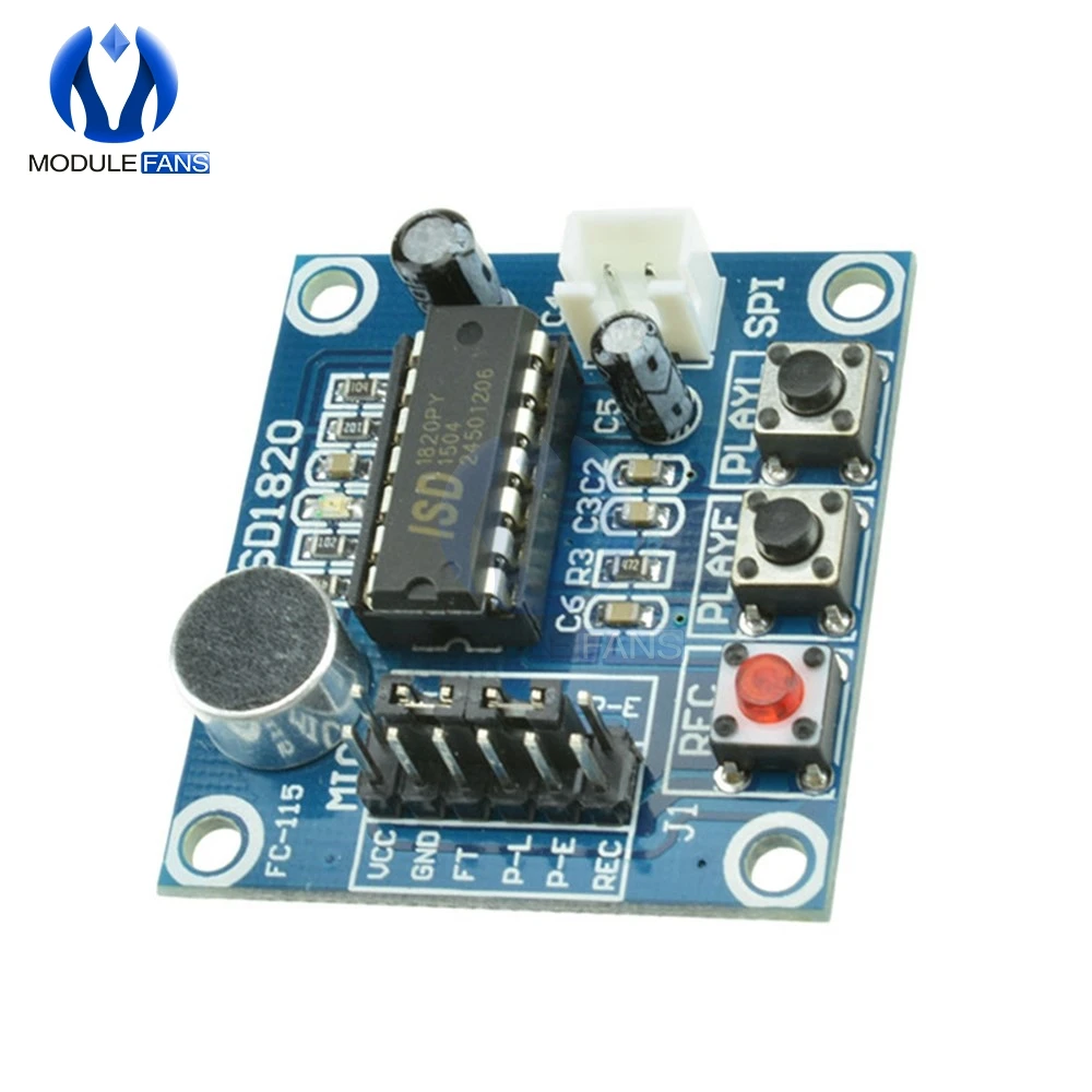 Плата ISD1820 для воспроизведения звука и записи голоса модуль с микрофоном