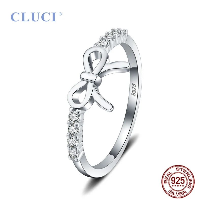 

Женское кольцо с бантом CLUCI, подарочное ювелирное изделие из стерлингового серебра 925 пробы с цирконием и бантом, кольца DR1030SB