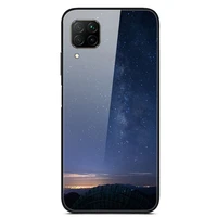 glass case for huawei nova 6se phone case back cover with black silicone bumper star sky pattern