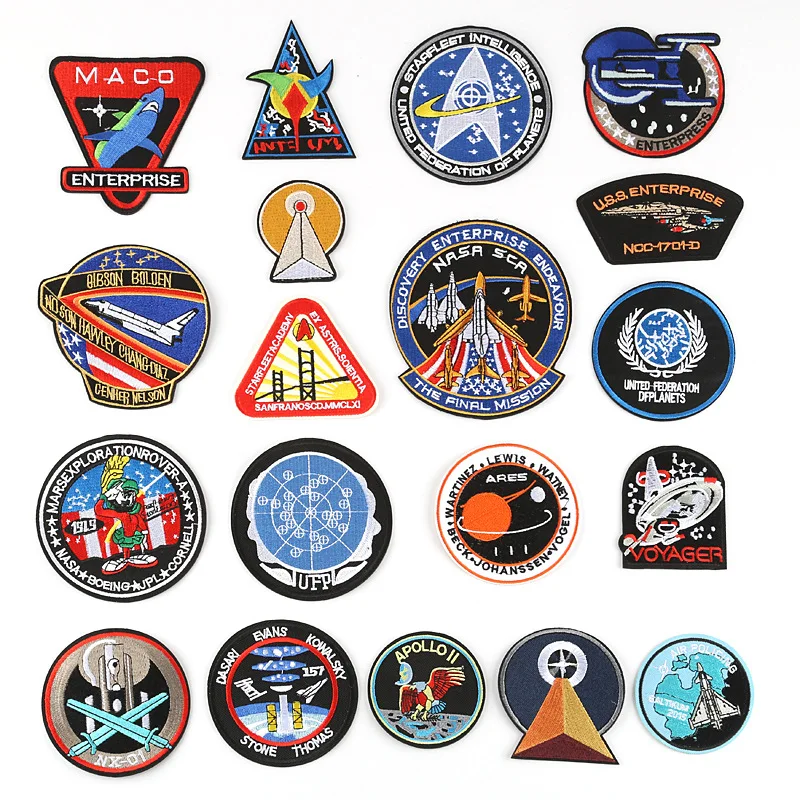 

Outer Space Patches For Diy Clothes Unknown Space Ufo Rocket Alien Astronaut Embroidery Thermal Iron on Patches Stickers