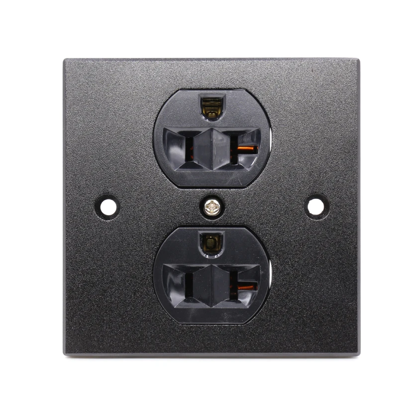 

1x US AC black Power Receptacle Wall Outlet Red Copper Socket HIFI Duplex Plate