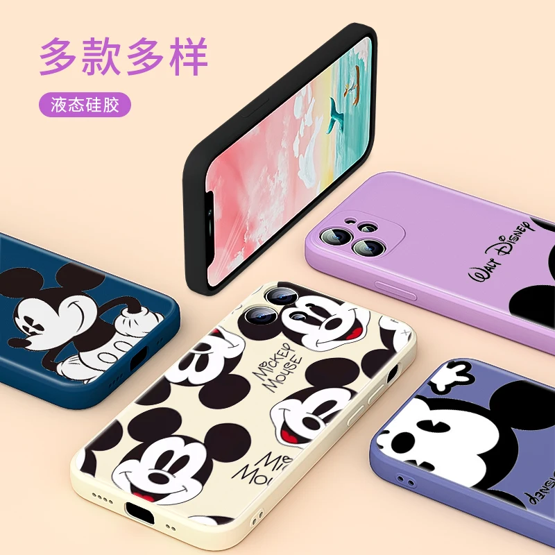 

Black White Minnie Disney For Apple IPhone 13 12 Mini 11 Pro XS MAX XR X 8 7 6S SE Plus Liquid Silicone Soft Cover Phone Case