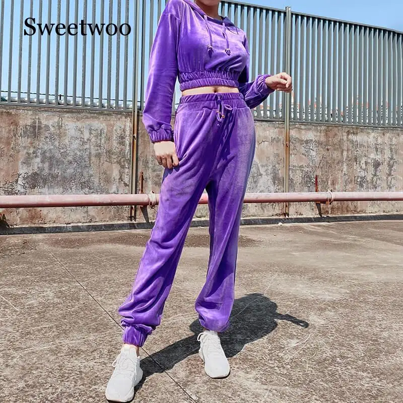 Женский однотонный спортивный костюм SWEETWOO спортивные толстовки с длинным