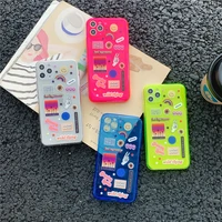 ins fashion fluorescent cute rainbow smile case for iphone 7 8 plus 11 pro 12 x xs max earth plane clear lens protection cover