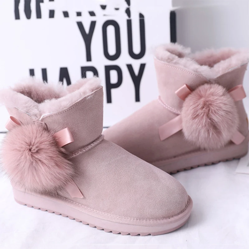 

2021 100% Genuine Leather Nature Wool Snow Boots Women Top Quality Australia Winter Boots For Ladies Warm Botas