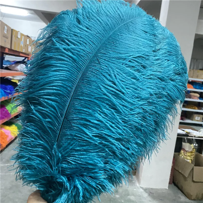 Pluma de avestruz azul con agujeros, suministros para fiesta de celebraci&oacute;n en casa, manualidades, 50 unids/lote, 20-22 pulgadas/50-55cm-0