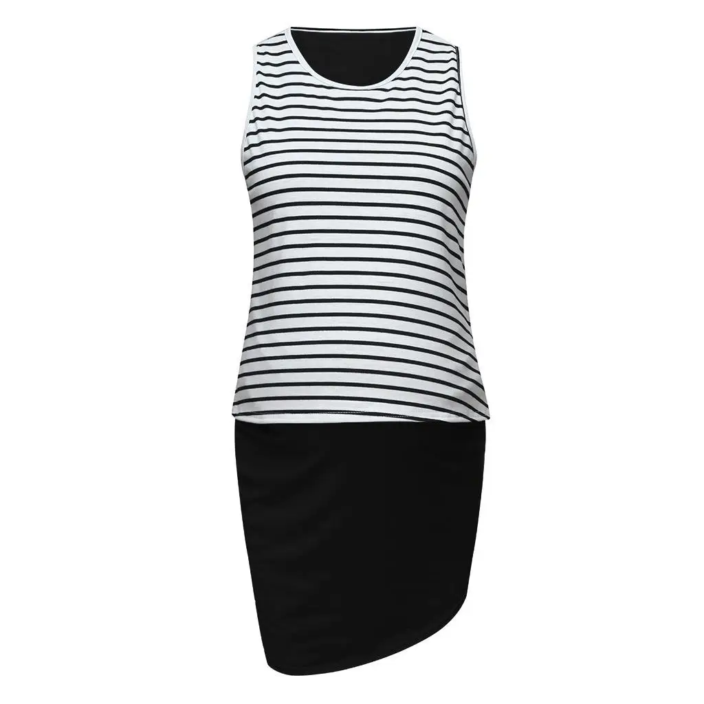 

Summer Maternity Dresses 2020 Women Fake Two Piece Pregnancy Dress Striped Sexy Patchwork Casual Nursing Breastfeeding Robe