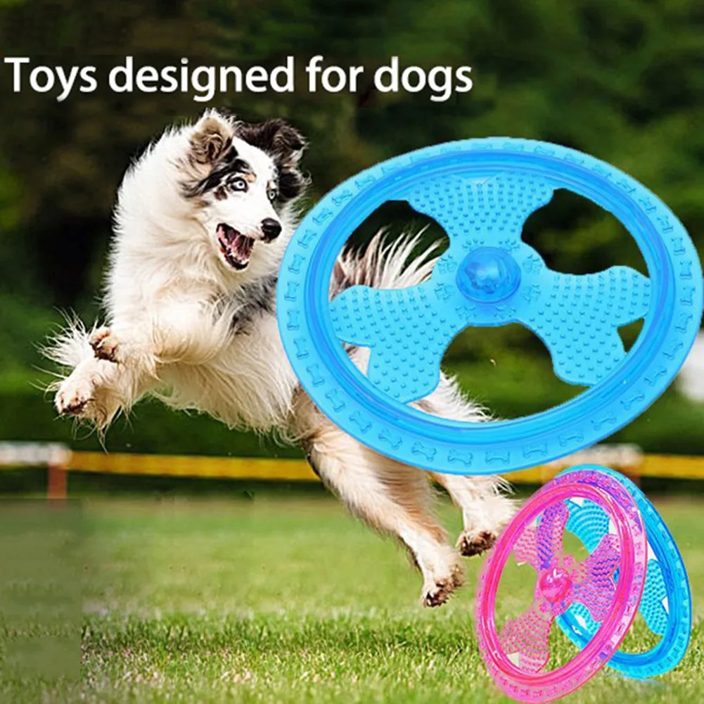 

Pet Flying Discs With Flashing LED Lights Dogs Sport Toy Funny Puppy Interative Training Toy Resistant Bite Toy Night Time Play