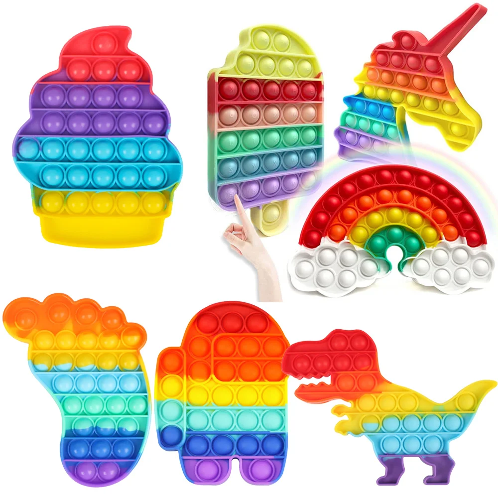

Fidget Toys Pop It Kawaii Rainbow Game for Kids Adults Autism Special Needs Stress Reliever Silicone Simple Dimple Toys Gift