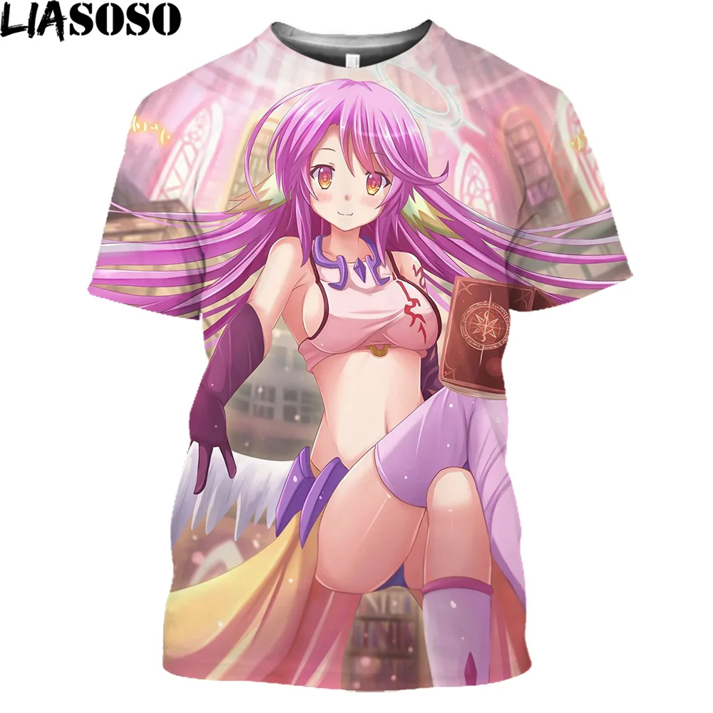 

LIASOSO NO GAME NO LIFE Anime Men Women 3D Print T-shirt Sexy Loli Girl Kawaii Harajuku Summer Casual Short Sleeve O-Neck Top
