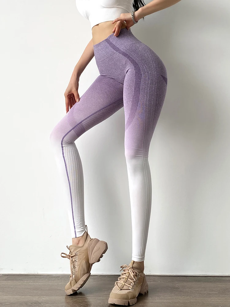 

MITAOGIRL Seamless Workout Leggings Women High Waist Push Up Workout Sport Pants Gradients Fitness Gym Sexy Running Legging