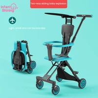 four wheels stroller lightweight foldable baby stroller artifact single pole multifunctional four wheels two way baby stroller