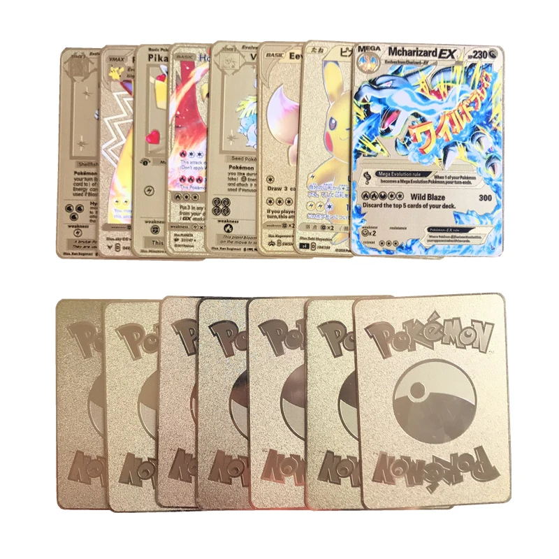 Conjunto de 16 unids/set de cartas de POKEMON, conjunto completo limitado de tarjetas doradas, tarjetas de Metal raras MEGA GX, juego coleccionable en ingl&eacute;s-1