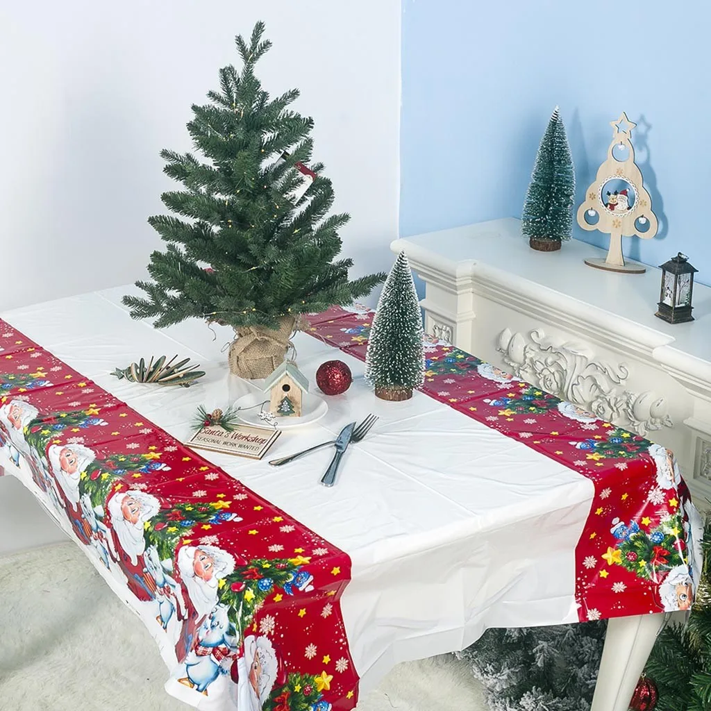 

Nieuwe Jaar Kerst Tafelkleed Keuken Eettafel Decoraties Waterdichte Party Tafel Dekken Kerst Ornamenten Voor Thuis