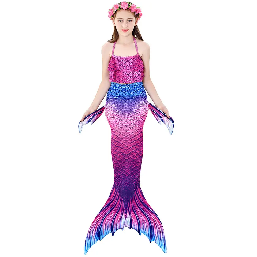 

NEW Kids Swimmable Mermaid Tail for Girls Swimming Bating Suit Mermaid Costume can add With Monofin Goggle with Garland Necklace