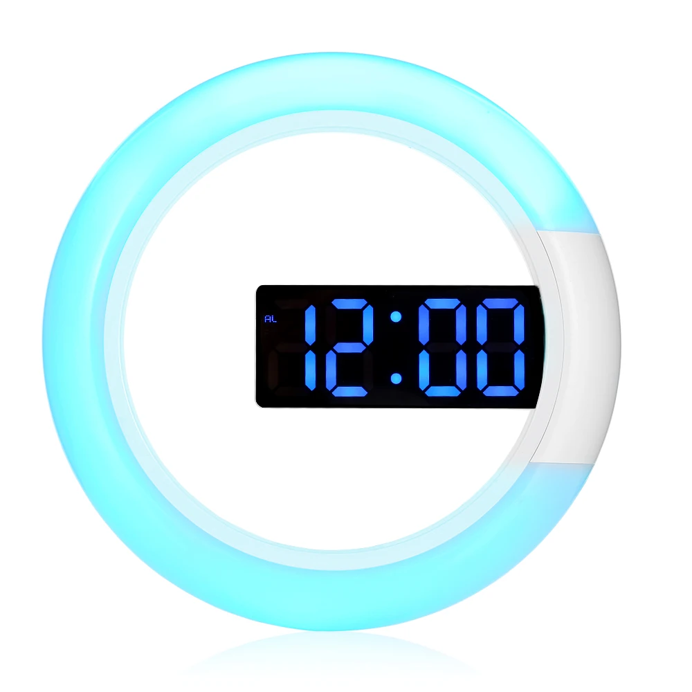 Цифровые светодиодсветодиодный настенные часы зеркальные температурные с