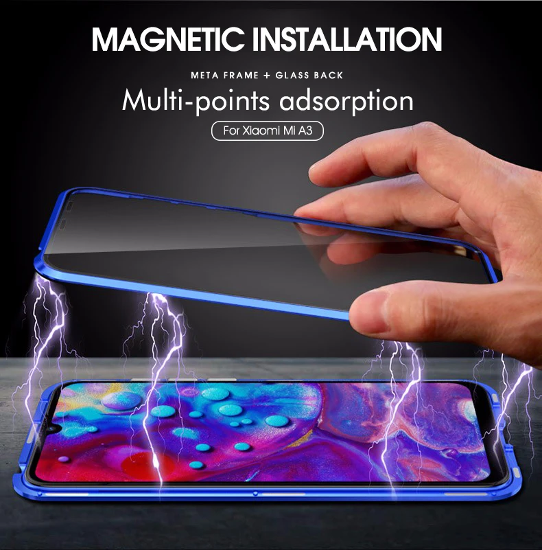 Чехол для xiaomi A3 двусторонний стеклянный Магнитный адсорбционный чехол телефона