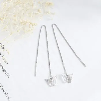 

Jewelry Butterfly Ear Line Earrings Earrings Micro Diamond Korean Version Long Exaggerated Ear Chain Women Wholesale Se160