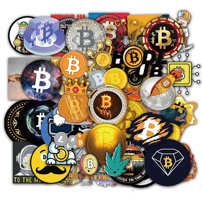 

10/50pcs Cartoon Bitcoin Encrypted Virtual Currency BTC Stickers PVC for Helmet Kid Diy Laptop Mixed Skateboard Luggage Case