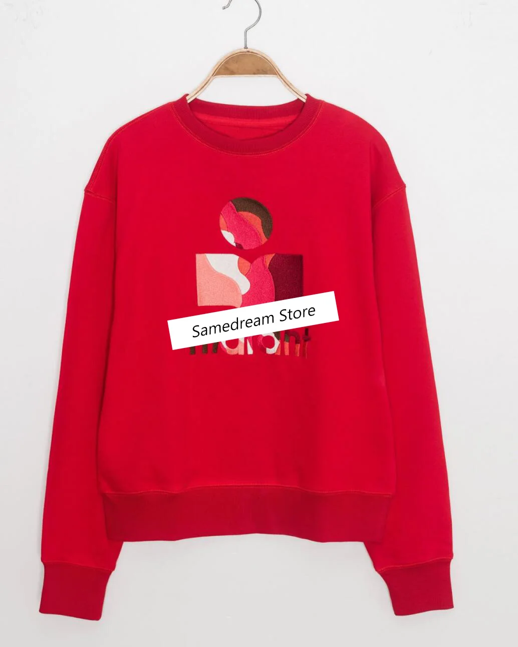 

Gradient embroidery women sweatshirt long sleeve o-neck casual wild loose lady pullover tops