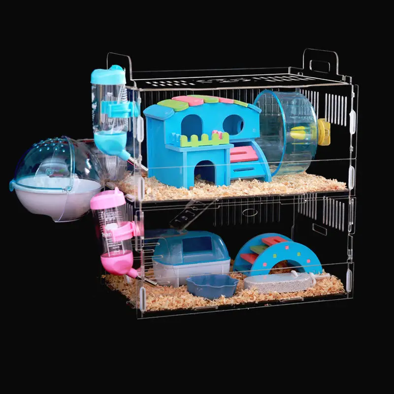 Акриловая прозрачная клетка для хомяка вилла золотая нить медведь Дракон кошка