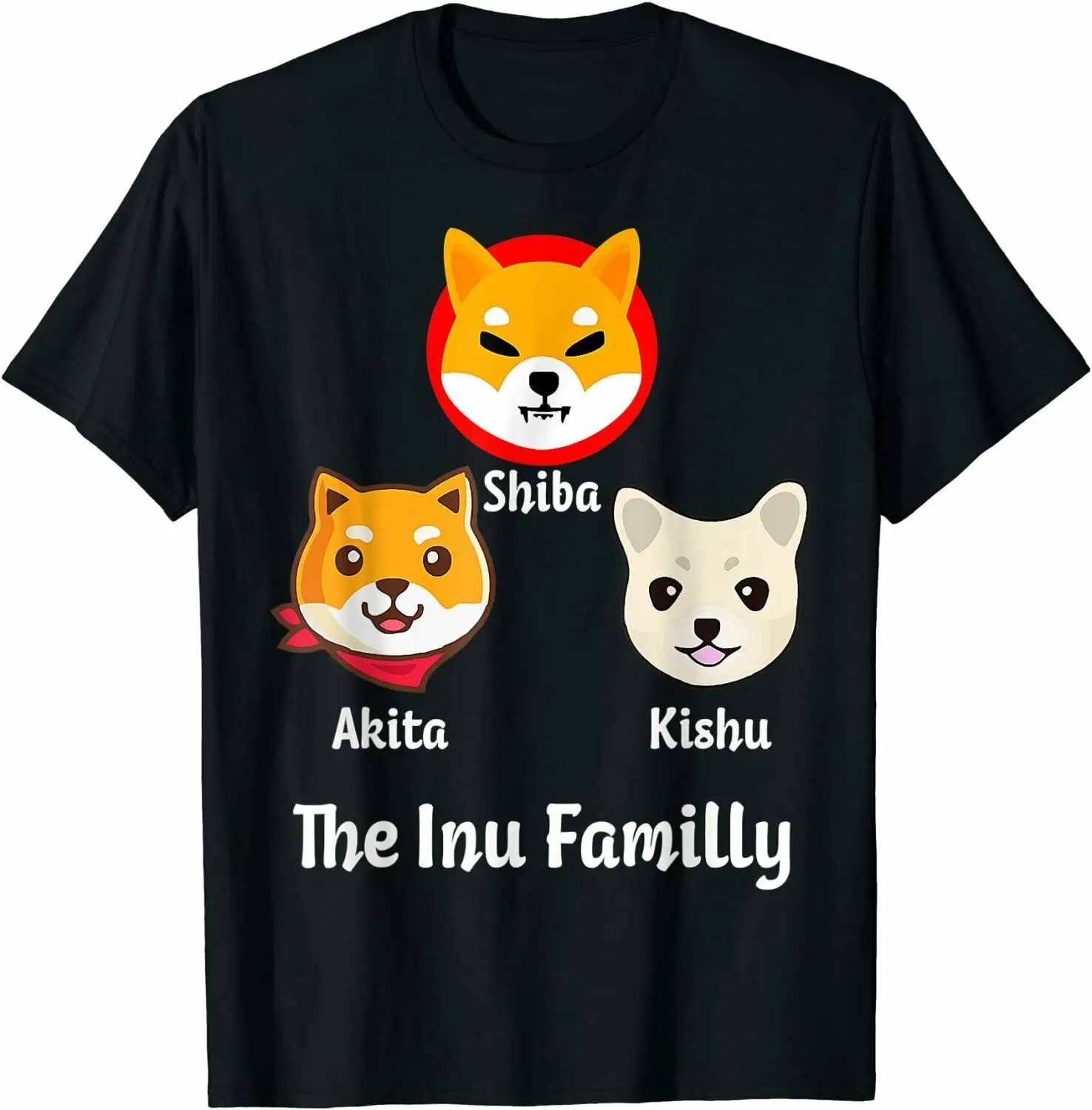 

100% Cotton The Inu Familly Shiba and Akita Inu & Kishu Hodl T-Shirt Versatile O - Collar Printing T-shirt Short Sleeves