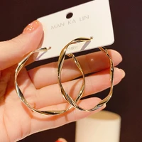 2020 new gold color big hoop earrings for women jewelry brincos elegant twist circle earrings boucles earring