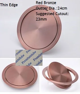 24CM Red Thin Столешница из нержавеющей стали, встроенная откидная крышка для свинга, мусорный желоб для мусора, кухонная ванна, Верхняя втулка, бронза, красное золото - Цвет: 24CM Red Thin