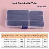 150pcsbox heat shrinkable tube black kit 21 thermal casing shrinking tubing assorted wire cable insulation sleeving