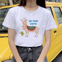 summer new funny alpaca theme t shirt printed chic top womens fashion tees harajuku o neck casual retro short sleeve
