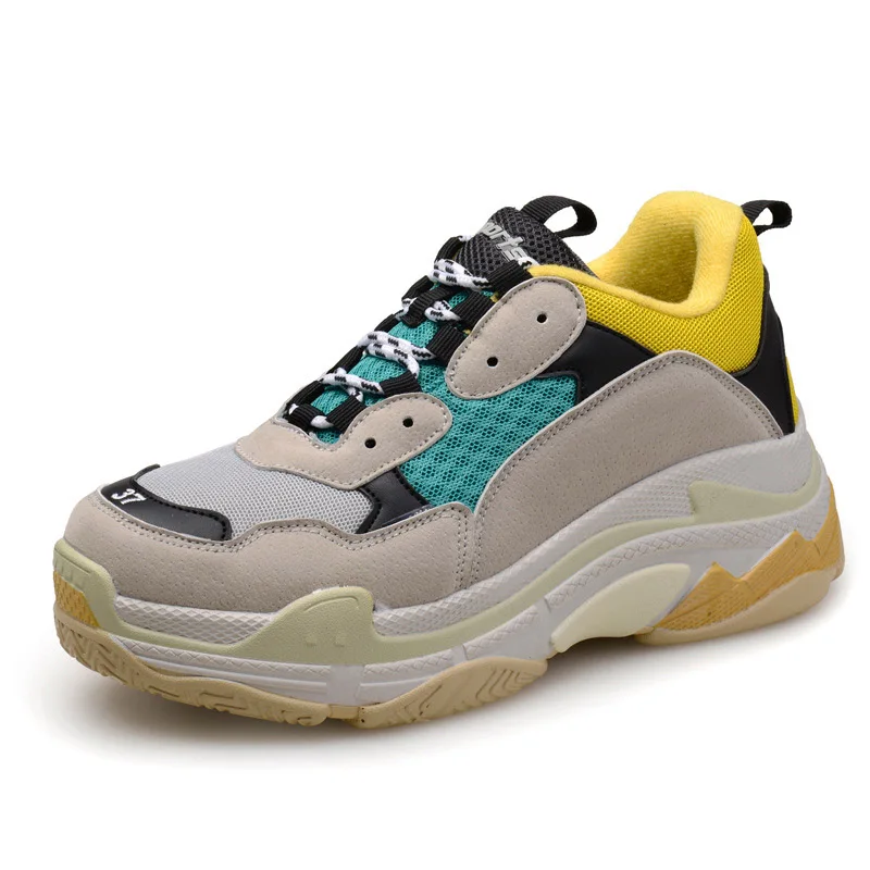 New sports shoes fashion wild tide shoes large size men's thick sole casual running shoes - Цвет: Зеленый