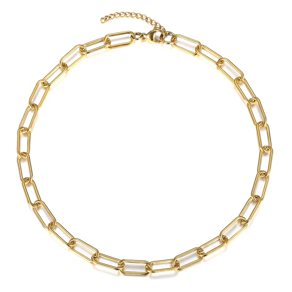 Новинка Трендовое колье-чокер 7 мм золотистого цвета Rolo Link колье для женщин и