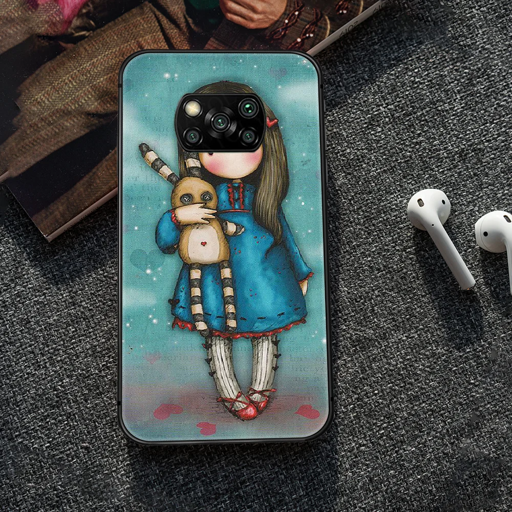

Santoro Gorjuss Cartoon cute girl Phone case Cover Hull For Xiaomi Mi A2 A3 8 9 9T Note 10 Se Lite Pro black Waterproof Luxury