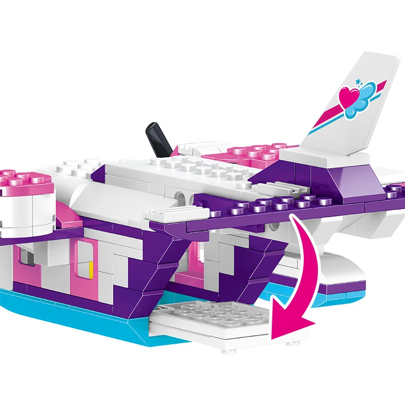 272 Pcs Heart Lake City Lilas Luxury Seaplane Building Blocks Bricks Model Girl Toys Suit Christmas Childrens Toy Gifts | Игрушки и