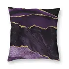 Чехол для подушки с фиолетовым и золотым агатом 40x40, домашний декоративный 3D-чехол для диванной подушки с геометрическим рисунком под мрамор, двусторонний чехол для дивана