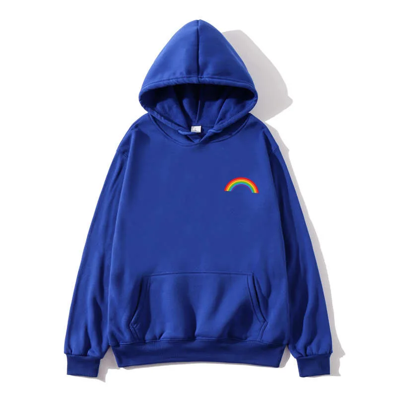 New Harajuku Rainbow Print Hooded Lady Korean Kawaii Sweatshirt Usagi Aesthetic Super Dalian Hoodie Girl Streetwear