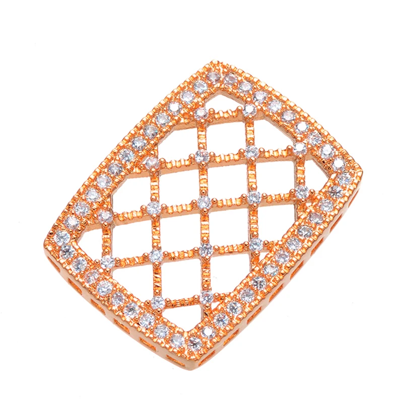 Juya Micro Pave Циркон полый цветок квадратный разъем Подвески Аксессуары для женщин Мода Жемчуг материал для изготовления ювелирных изделий - Цвет: Rose Gold