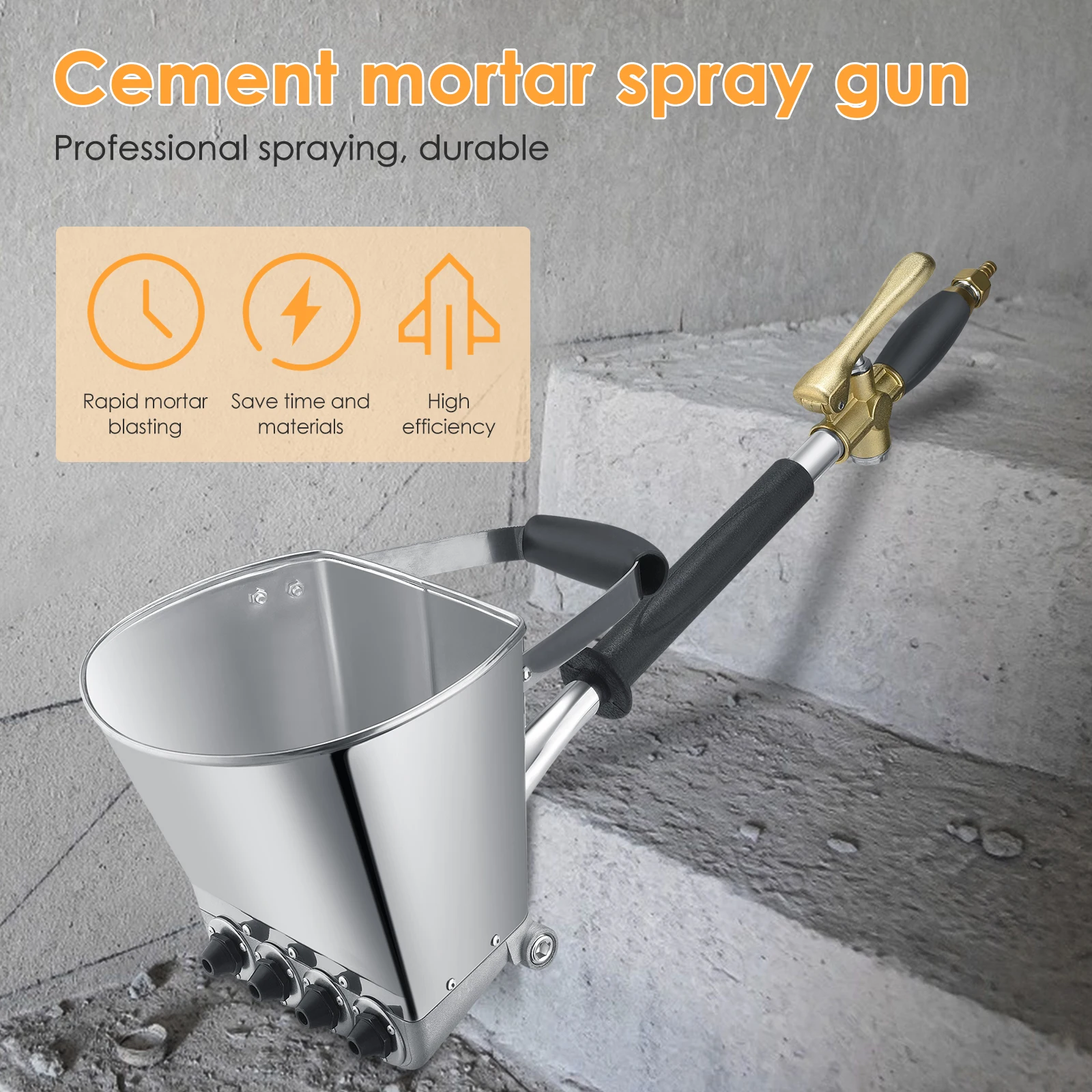 Cement Mortar Spray Gun Hopper With 8 Metal Nozzles 4 Jet Plaster Concrete Sprayer For Walls And Ceilings | Инструменты