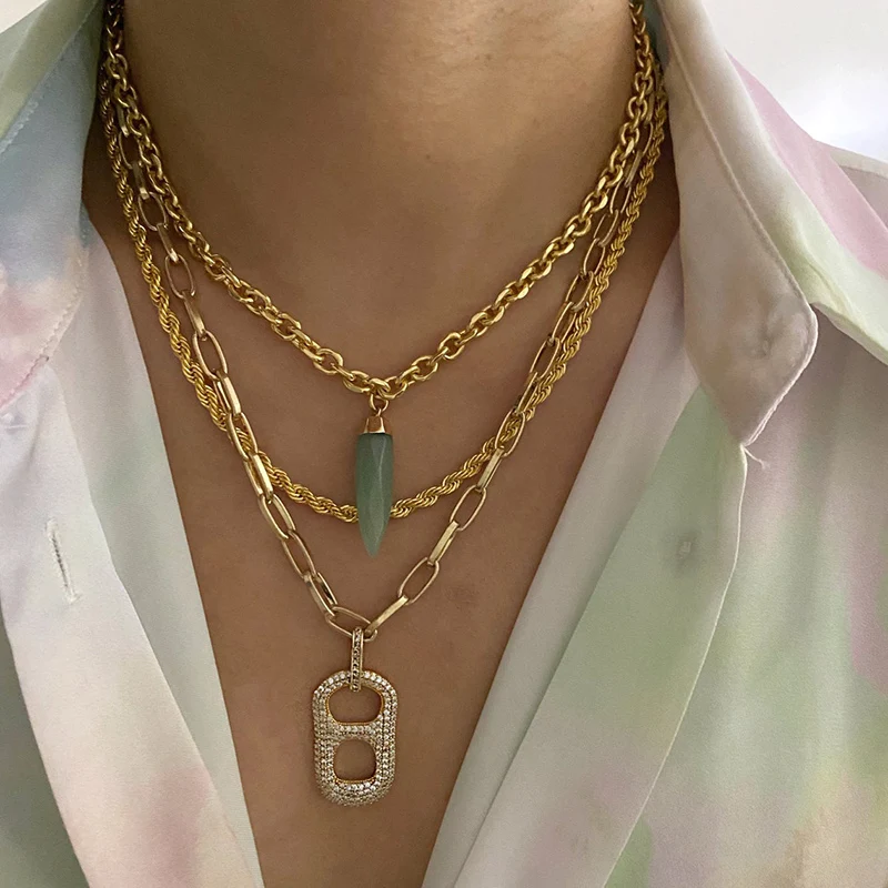 Ожерелье-чокер из натурального камня с зеленым нефритом | Украшения и аксессуары