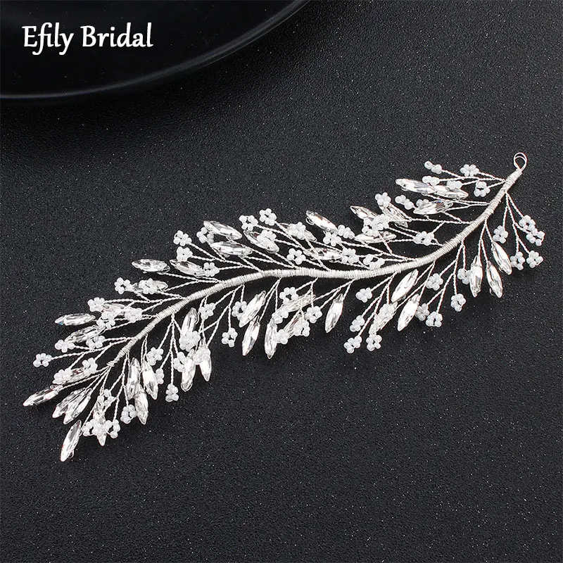 

Efily Pearl Crystal Headband for Women Wedding Hair Accessories Bridal Hairband Rhinestone Hair Vine Flower Bride Headpiece Gift