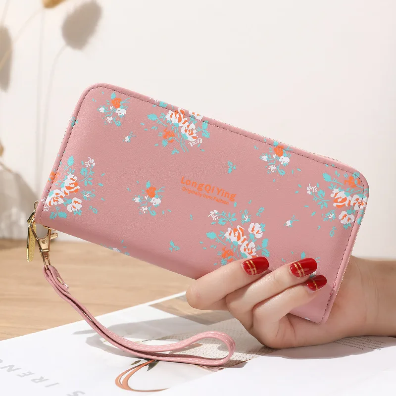 Для женщин кошельки с цветочным принтом женские длинные для карт держатель