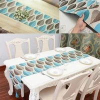 cotton linen table runner leaf jacquard pattern kitchen runners with tassel modern wedding party dining table decor home textile