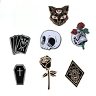 Черная брошь ведьмы, брошь для покера, гроба ведьмы, шляпы, розы, эмалированная булавка, брошь для одежды, брошь для лацкана, значок для сумки, значок для женщин и мужчин, Ювелирное Украшение, подарки
