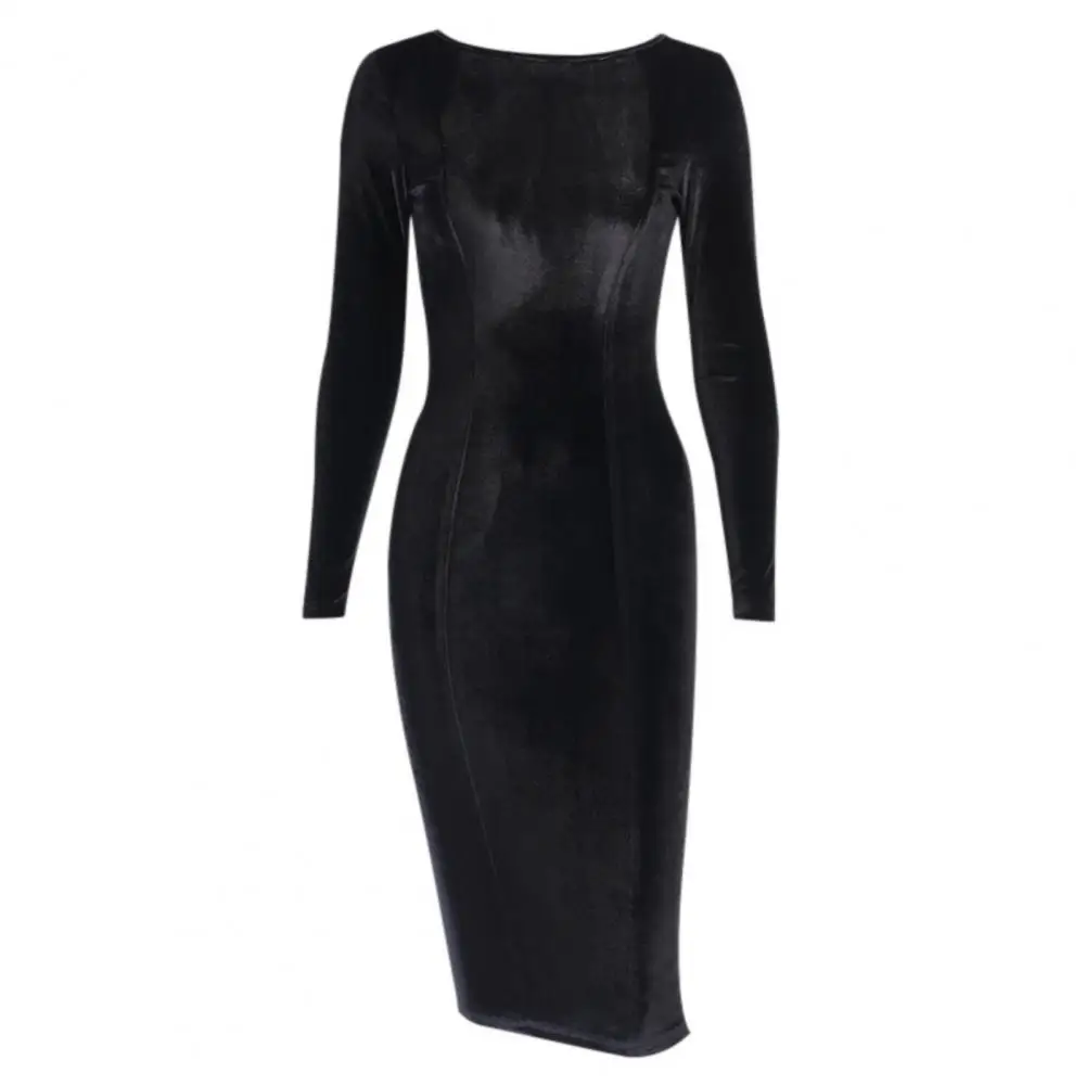 

Sexy Women Dresse For Women O Neck Long Sleeve Backless Bowknot Sexy Sides Split Slim Dresses Female 2021Autumn