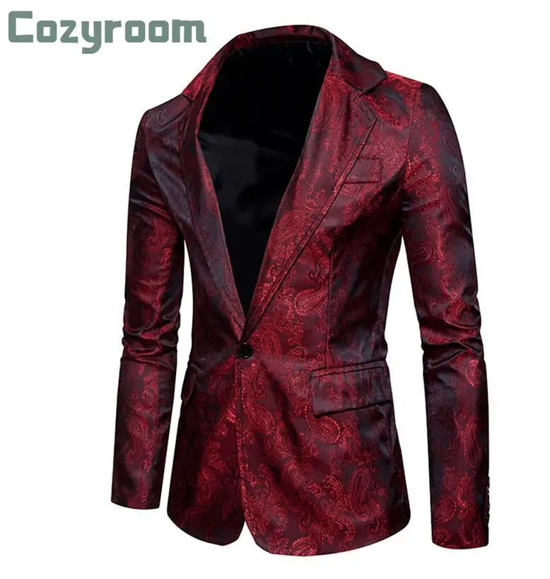 

Hot 2021 Spring Summer New Style Men's Casual Cashew Blazer Suit Mens Korean Fashion printing Coat male Jackets S-2XL