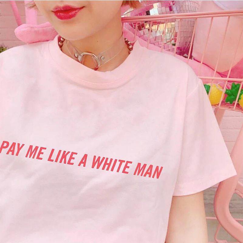 Футболка женская хлопковая с надписью Pay Me Like A White | Женская одежда