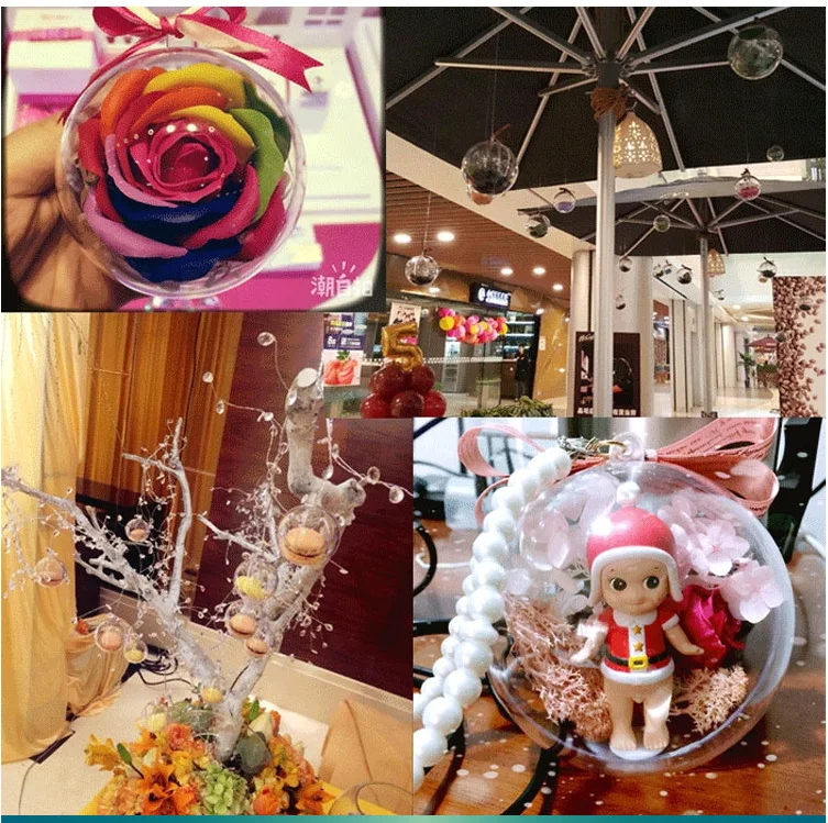 

20pcs 10cm Clear Candy boxes Romantic Design Christmas Decorations Ball Transparent Can Open Plastic Christmas Bauble Ornament