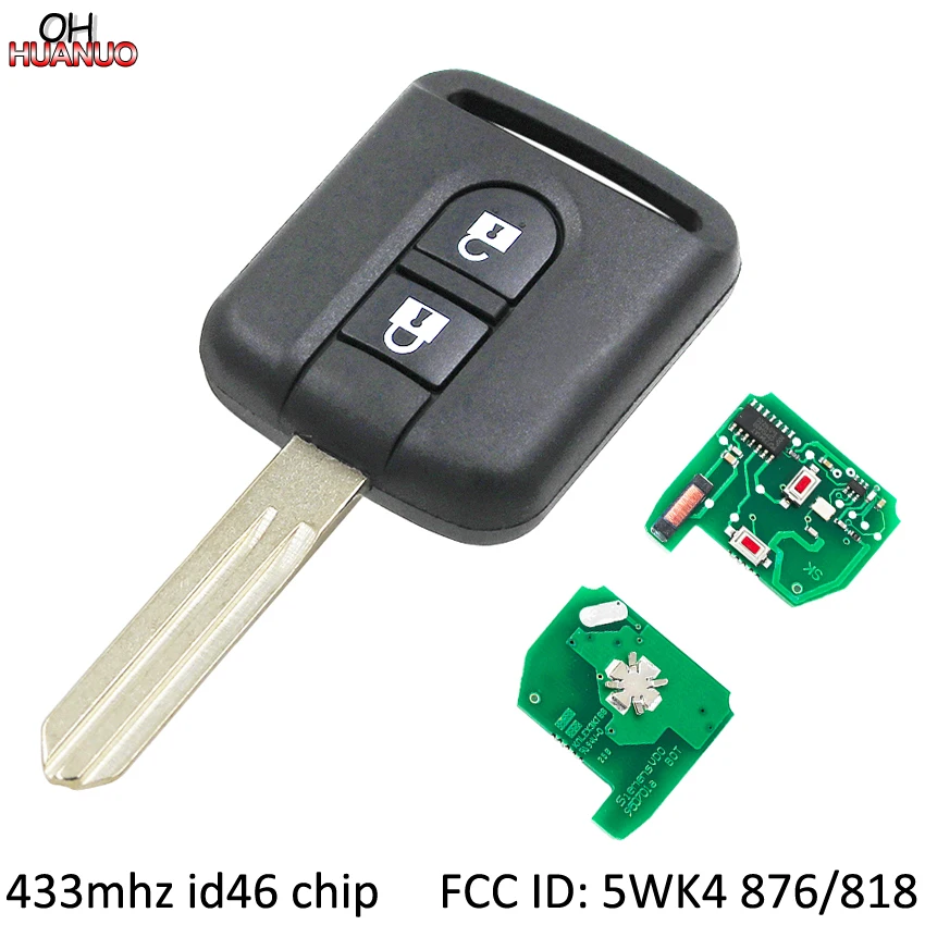 2 кнопки 433 МГц PCF7946 пульт дистанционного управления брелок для Nissan Elgrand 876/818 NAVARA