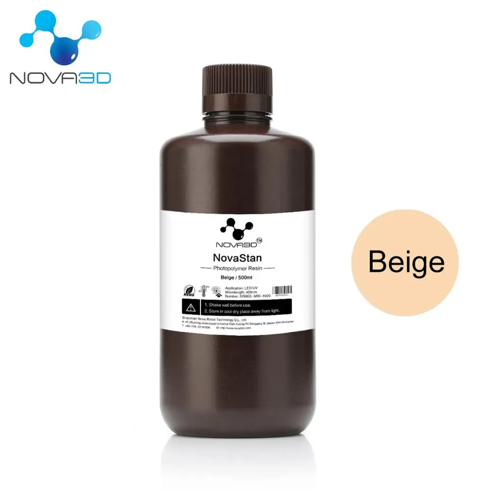 500ml Beige NOVA3D принтер 405nm УФ полимерный печатный материал lcd DLP SLA УФ чувствительный жидкий фотополимер - Цвет: 500ml Beige
