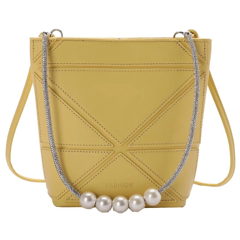 

2021 Print Bucket Bag Lattice Letter Summer New High-quality PU Leather Women's Designer Handbag Chain Shoulder Messenger Bag